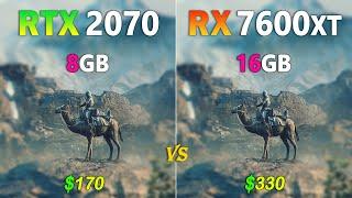 AMD RX 7600 XT 16GB vs RTX 2070 8GB - 1080p & 1440p Benchmarks, How Much Performance Difference?