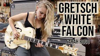 Sarah Rogo playing a Gretsch White Falcon Reissue at Norman's Rare Guitars