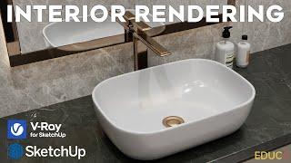 Create Bathroom Visualization in V-Ray for SketchUp | Interior Rendering Tutorial. From Zero to Hero