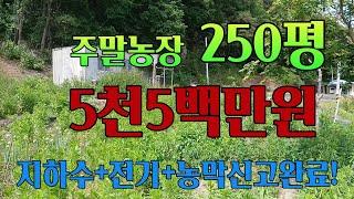 계약진행중![주말농장] 253평,5천5백(고정가),수도전기,농막신고완료된 남향의 싼토지,앞쪽 저수지가 있어서 풍경이 좋은 산자락앞 평지, 텃밭하기 좋은 싼땅매물번호 205287