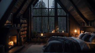 Deep Sleep Therapy  Rain and Fireplace Sounds by the Forest Window for Insomnia Relief | ️