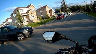 Biker almost hit by car!! (near miss)