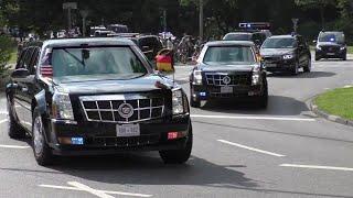 [52 Fahrzeuge] Kolonne US-Präsident Trump zum G20-Gipfel in Hamburg