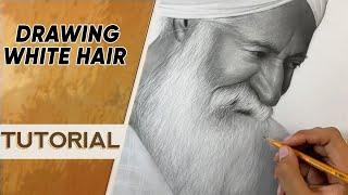 How to draw white hair and beard. Tutorial step by step