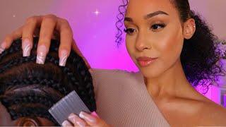ASMR Scalp Scratching and oiling between your braids  itchy scalp relief hairplay | ASMR Roleplay