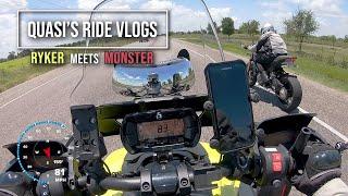 RIDE: Ryker Meets Monster, roll-on tests, high speed corners, fishtailing in the rain