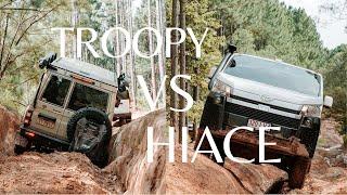 4x4 HiAce Van vs Land Cruiser Troop Carrier - Off-road comparison Glass House Mountains