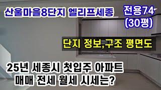 776.세종시 6-3생활권 산울동 엘리프세종 입주중,산울마을6단지 전용74 단지정보,구조,평면도 전세월세매매 시세는?