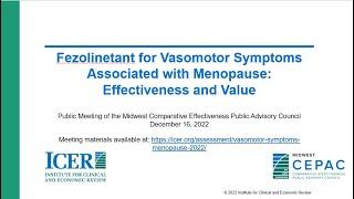 ICER Midwest CEPAC Public Meeting on VMS Associated with Menopause: Policy Roundtable