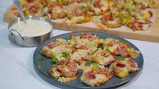 Loaded Smashed Potatoes with Cheddar, Bacon, and Creamy Dip