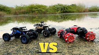 RC Rock Crawler vs Double Sided Stunt Car | RC Rock Crawler Water Test | RC Cars