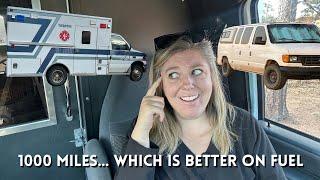 VAN VS AMBULANCE 1000 MILE FUEL CHALLENGE which will get better fuel economy?!