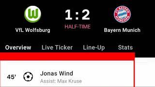 Jonas Wind Goal Vs Bayern Munich | VfL Wolfsburg Vs Bayern Munich | 1-2 |