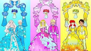 DIY Ideas for Dolls - Fantasia Noiva Rapunzel Rosa VS Noiva Elsa Frozen Azul - LOL Surprise DIYs