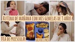 Rutina de mañana con mis gemelas de 3 años+día de preescolar+ idea de lunch+ mamá soltera de 22 años