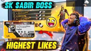 Most Like Challenge With Sk Sabir  Highest Likes In IndianServer Op Gameplay  - Garena Free Fire