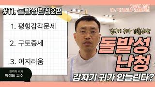 #11. 돌발성난청2편/부산 보청기/무료/지원금/가격/전 세계 보청기/난청/이명/청능재활/박성일 교수님