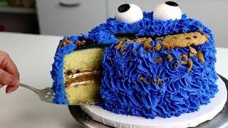 COOKIE Monster CAKE made with COOKIES!! 