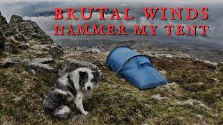 VERY STRONG WINDS AND RAIN SUMMIT CAMP - Solo Wild Camping- Pike of Blisko Lake District UK