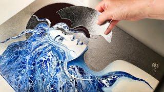 STUNNING Lunar Woman Swipe Painting - The NEXT GENERATION of Acrylic Pouring! | AB Creative Tutorial
