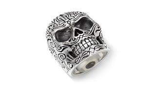 King Baby Jewelry Men's Pinstripe Skull Ring