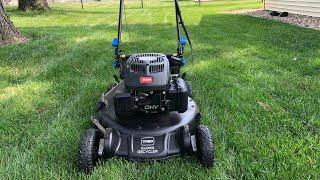 Toro Super Recycler mulching tall grass.