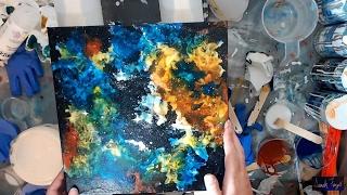 Acrylic Pouring - Outer Space Galaxy or Nebula - Straw Required!