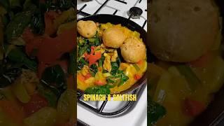 Spinach & Saltfish for dinner #food #dinner