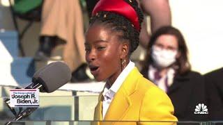 Inaugural poet Amanda Gorman delivers a poem at Joe Biden's inauguration