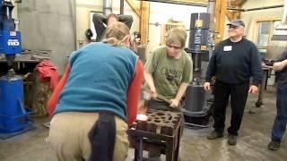 Team Striking in Blacksmith Class at John C. Campbell Folk School