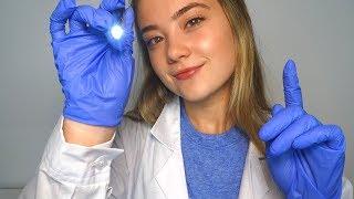 ASMR EYE EXAM DOCTOR ROLE PLAY! Latex Gloves, Writing Sounds, Binaural Whispering