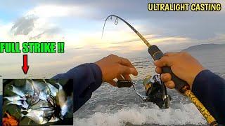 FULL STRIKE || MANCING CASTING PINGGIRAN PANTAI SORE HARI || ULTRALIGHT CASTING