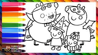 Dessiner et Colorier Peppa Pig et Sa Famille Pendant Halloween ️‍️ Dessins pour Enfants