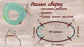 Расчет петель реглана сверху с ростком, длина линии реглана