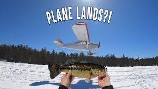 Plane Almost Crashes Into Our Ice Fishing Setup - Snowmobile Races On Track - Craziest Fishing Day!