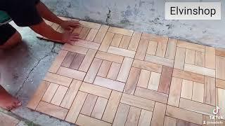 Cara pemasangan lantai kayu tempel atau deck tile.