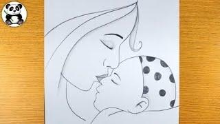 Mother’s day pencil drawing | baby drawing ​⁠@TaposhiartsAcademy