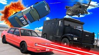 Using EXPLOSIVE LASERS to Eliminate The Police During a Chase in BeamNG Drive!