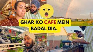 Ghar ko CAFE mein badal dia | Home project #homedecor | Daily vlogs by Gursahib and Jasmine