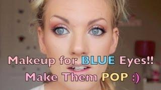 Makeup for BLUE Eyes - Make Your Blue Eyes POP (Peach and Copper tutorial)