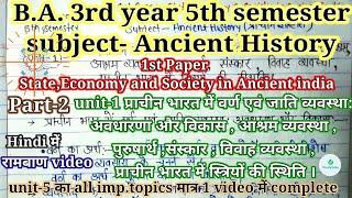 unit-1पुरुषार्थ,संस्कार,विवाह व्यवस्था,.. Part-2 B.A.5th sem. Ancient History 1st Paper-State, Eco..