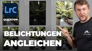 Unterschiedliche Belichtung automatisch angleichen! | 1 Minute Lightroom