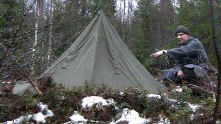 Polish military tent heated with rocks / Wool blanket at -3C / Overnight