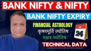 Nifty, Bank Nifty  Prediction by Financial Astrology, technical/data, news for date- 24- July- 2024