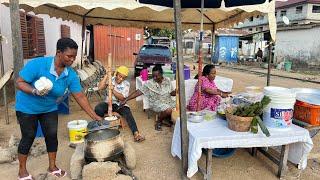 Cooking Most delicious Food in Takoradi ||Fomfom & Kako Stew || Ghana West Africa