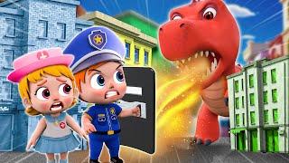 Baby Police vs Giant T-rex   | Big dinosaur song | and More Nursery Rhymes & Kids Song