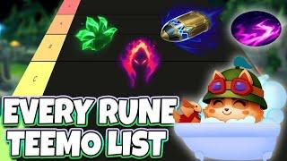 TEEMO RUNE TIER LIST WITH EVERY SINGLE RUNE - League of Legends