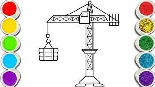 How to Draw Tower Crane Step by Step Easy for Kids
