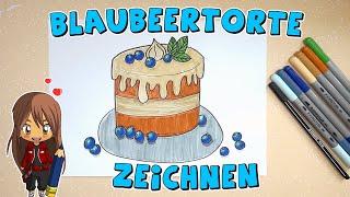 Blaubeertorte einfach malen für Kinder | ab 8 Jahren | Malen mit Evi | deutsch