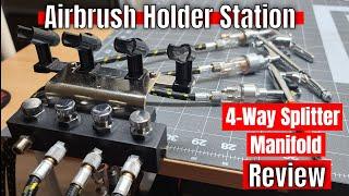 Airbrush Holder Station with a 4 Splitter Airbrush Manifold